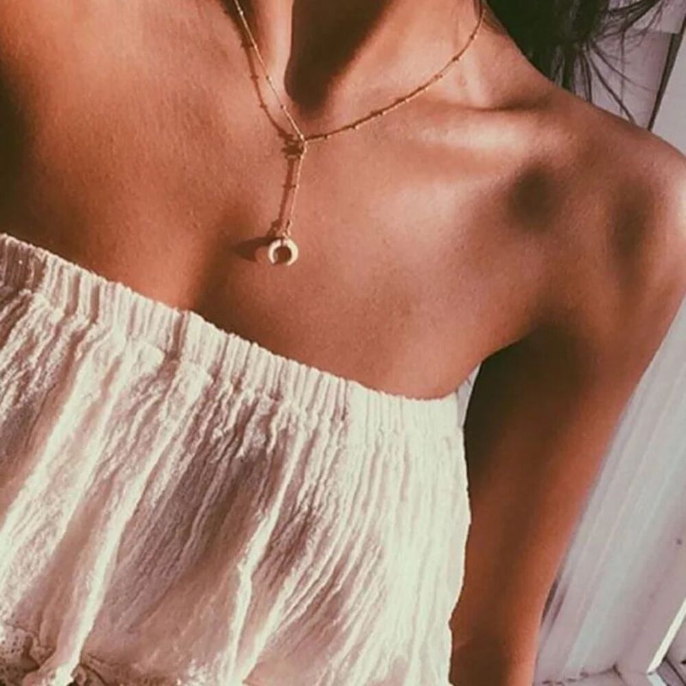 Crescent  Moon Y Necklace